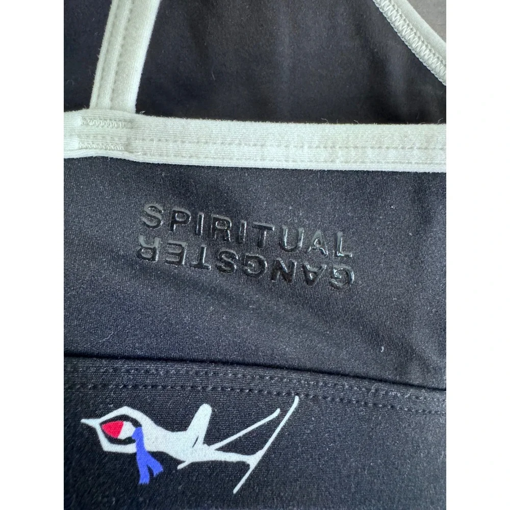 Spiritual‎ Gangster Nirvana Sports Bra Black Skier Print Yoga Top Small